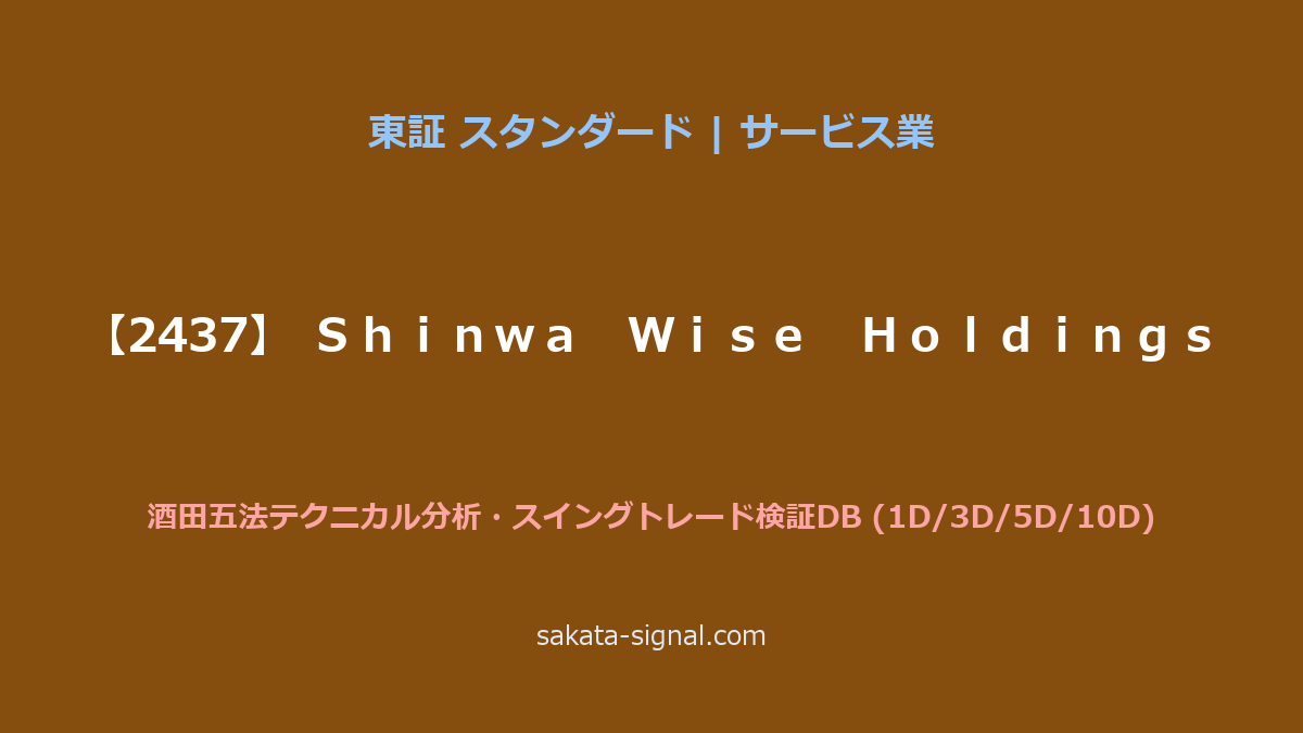 【2437】Ｓｈｉｎｗａ　Ｗｉｓｅ　Ｈｏｌｄｉｎｇｓ 酒田五法