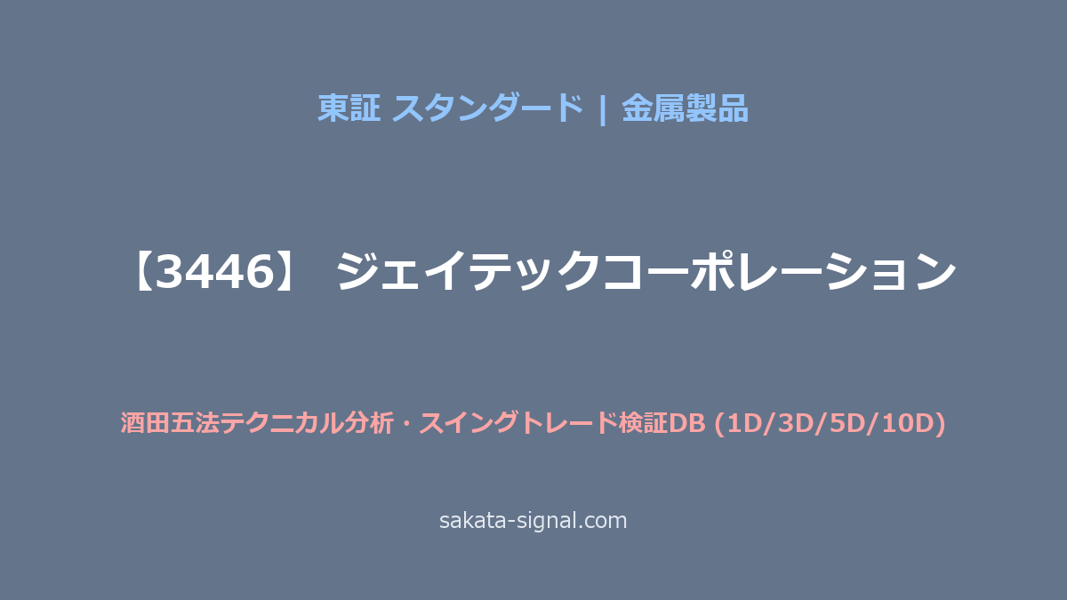【3446】ジェイテックコーポレーション 酒田五法