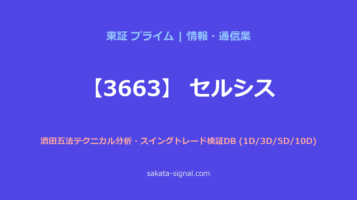 【3663】セルシス 酒田五法
