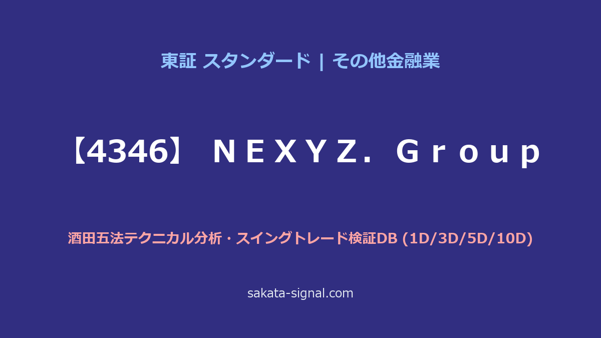 【4346】ＮＥＸＹＺ．Ｇｒｏｕｐ 酒田五法