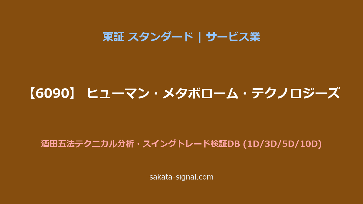 【6090】ヒューマン・メタボローム・テクノロジーズ 酒田五法