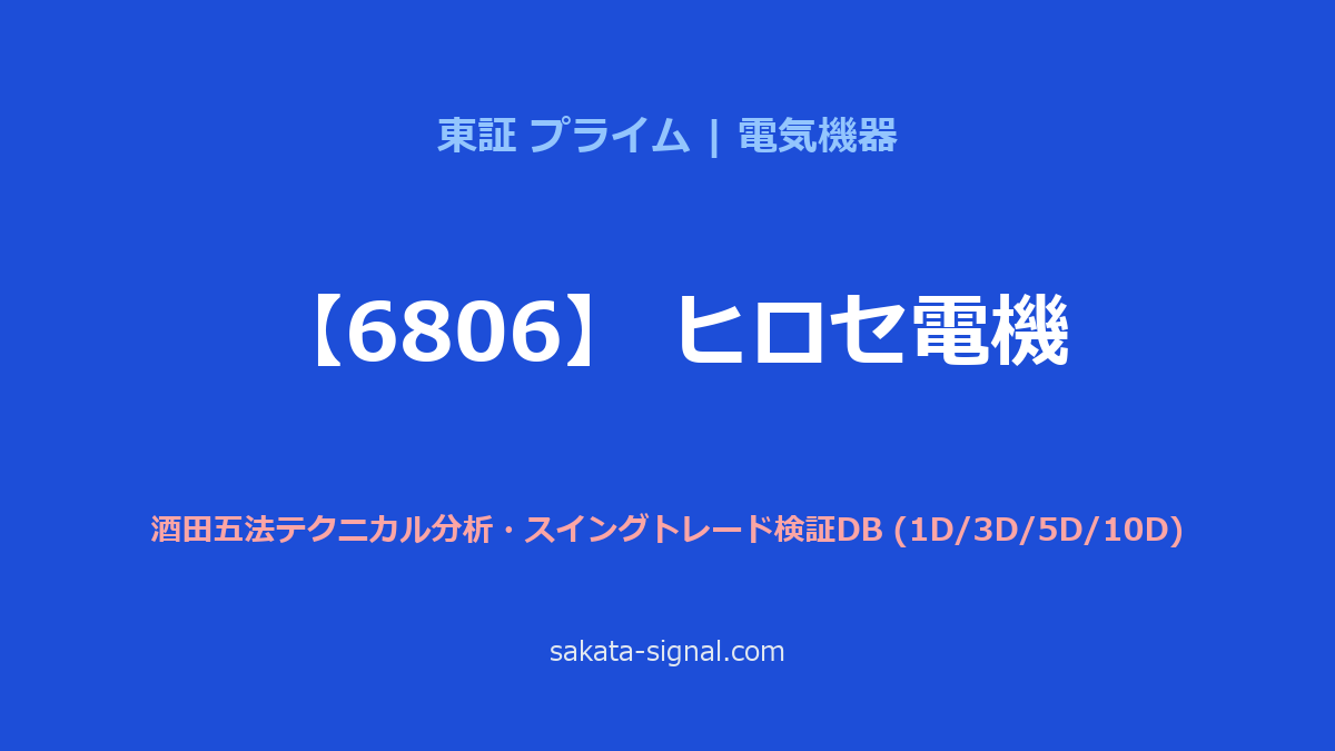 【6806】ヒロセ電機 酒田五法