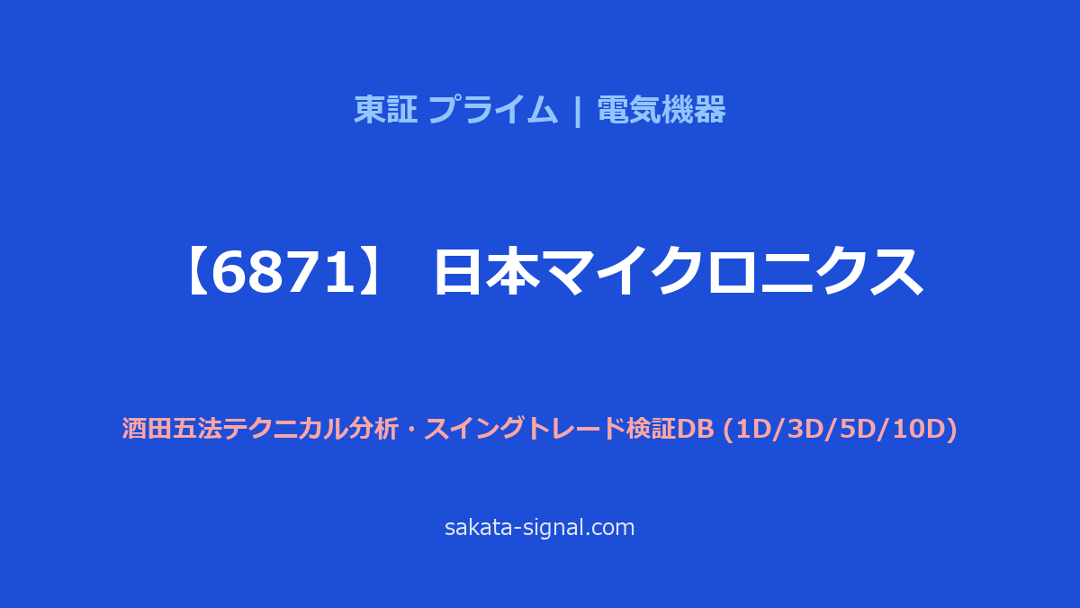 【6871】日本マイクロニクス 酒田五法