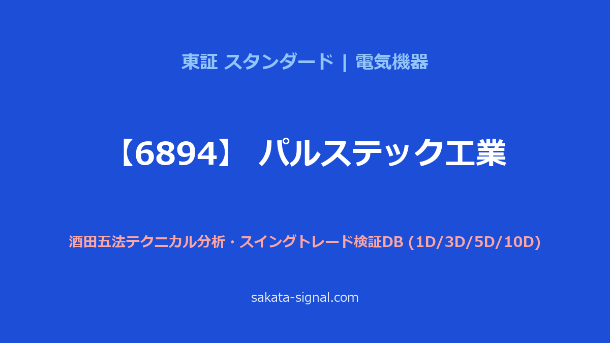 【6894】パルステック工業 酒田五法