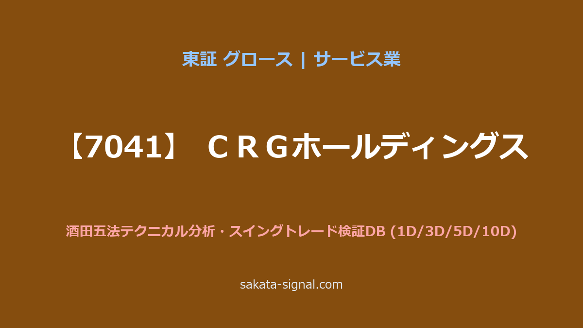 【7041】ＣＲＧホールディングス 酒田五法
