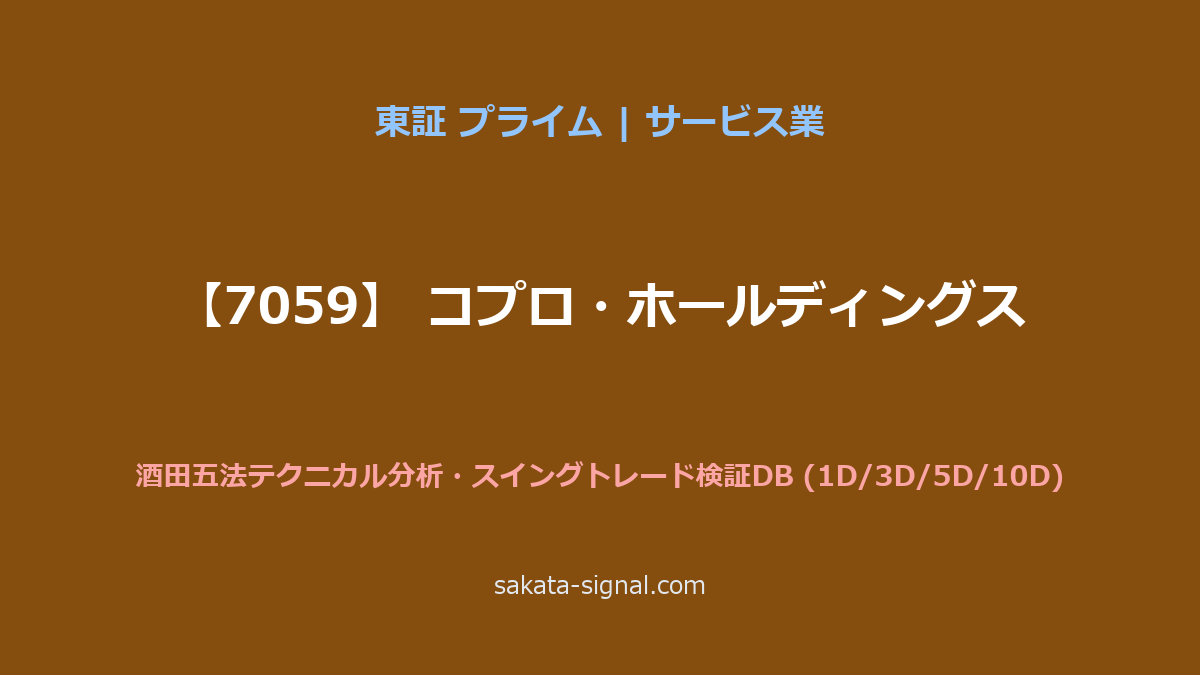 【7059】コプロ・ホールディングス 酒田五法