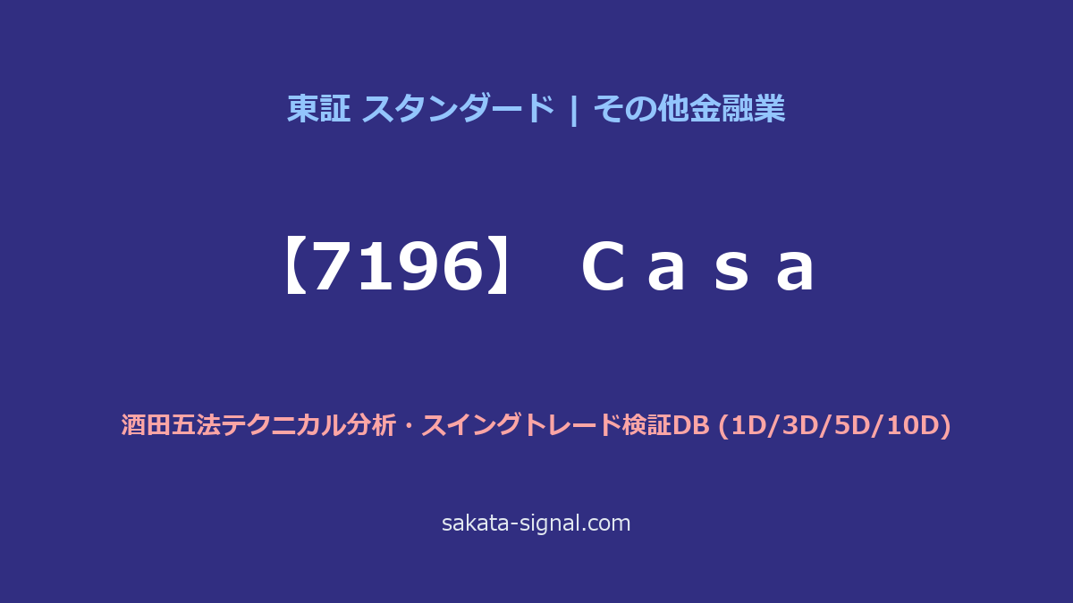【7196】Ｃａｓａ 酒田五法