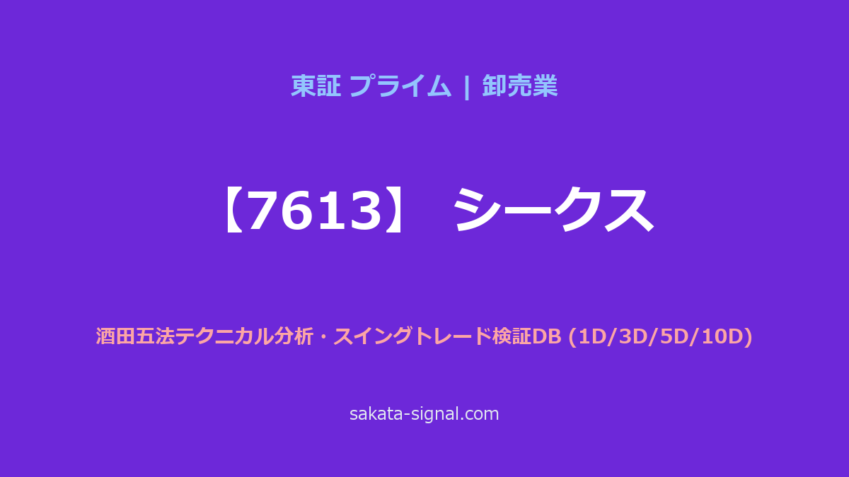 【7613】シークス 酒田五法