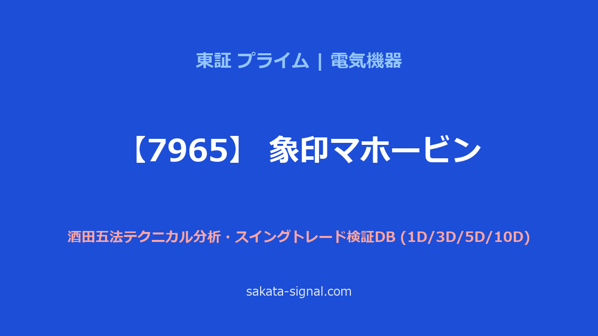 【7965】象印マホービン 酒田五法