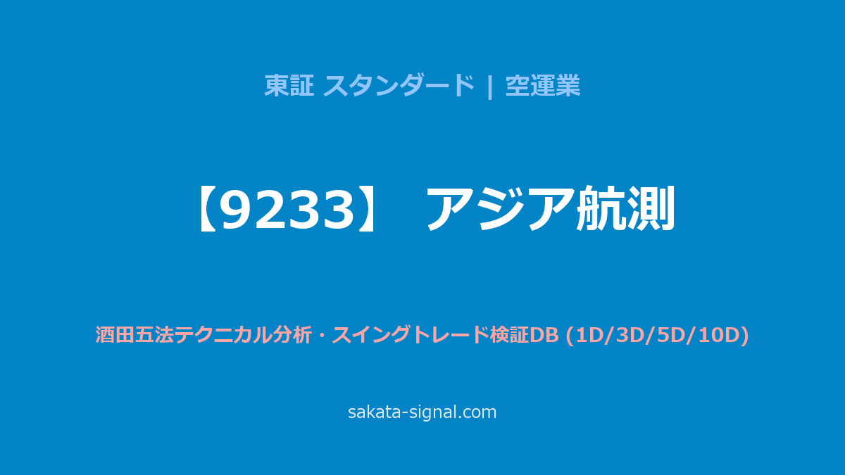 【9233】アジア航測 酒田五法