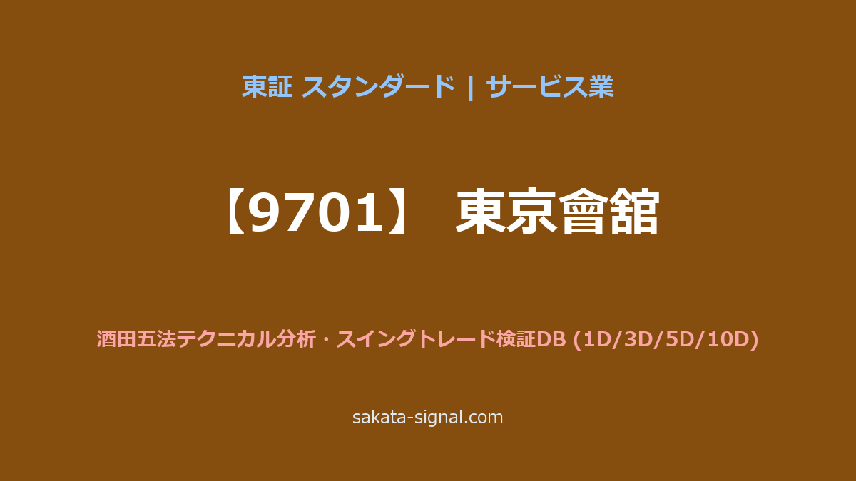 【9701】東京會舘 酒田五法
