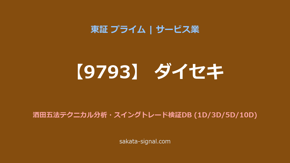【9793】ダイセキ 酒田五法